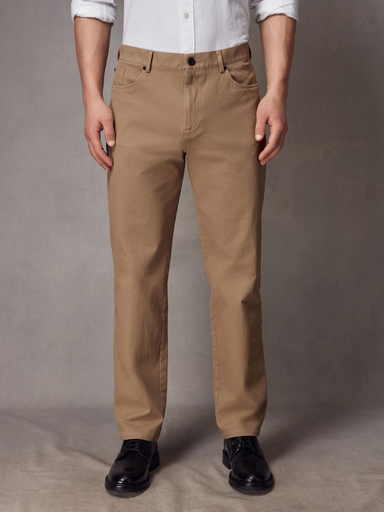 Stone Straight Fit Textured Smart Chinos with Stretch - Image 1 of 9