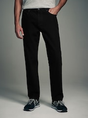 Black Straight Fit Textured Smart Chinos with Stretch - Image 1 of 9