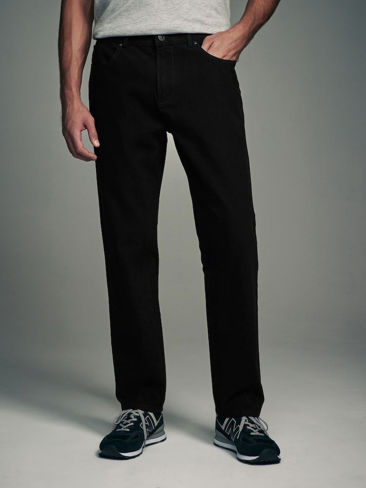 Black Straight Fit Textured Smart Chinos with Stretch - Image 1 of 9