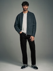 Black Straight Fit Textured Smart Chinos with Stretch - Image 2 of 9
