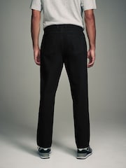 Black Straight Fit Textured Smart Chinos with Stretch - Image 4 of 9