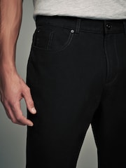 Black Straight Fit Textured Smart Chinos with Stretch - Image 5 of 9
