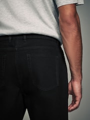 Black Straight Fit Textured Smart Chinos with Stretch - Image 6 of 9