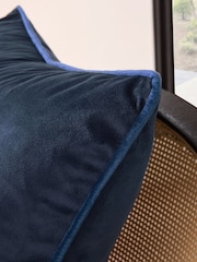 Navy 50 x 50cm Matte Velvet Contrast Pipe Cushion - Image 2 of 5
