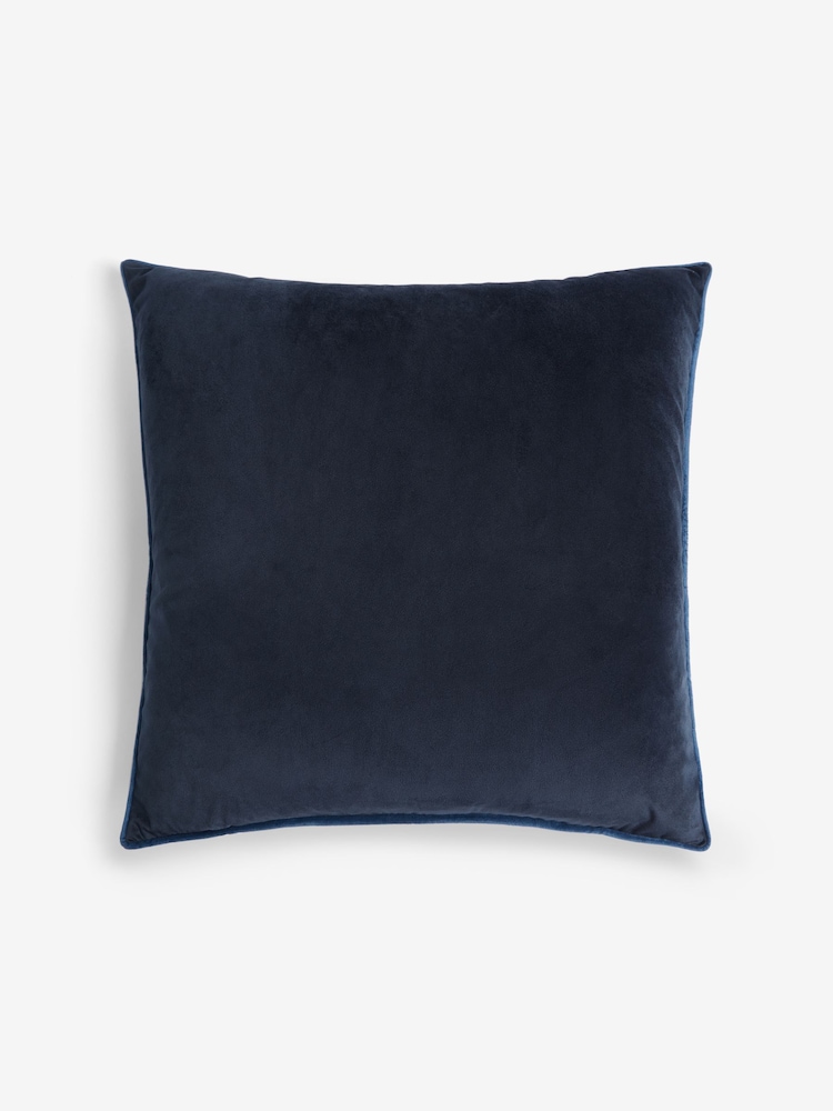 Navy 50 x 50cm Matte Velvet Contrast Pipe Cushion - Image 3 of 5