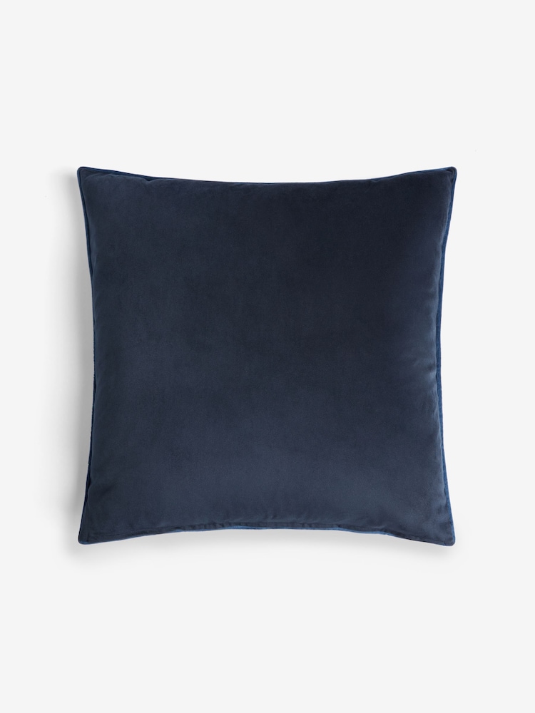 Navy 50 x 50cm Matte Velvet Contrast Pipe Cushion - Image 4 of 5