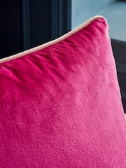 Fuchsia Pink 50 x 50cm Matte Velvet Contrast Pipe Cushion - Image 2 of 5
