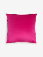Fuchsia Pink 50 x 50cm Matte Velvet Contrast Pipe Cushion - Image 3 of 5