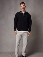 Grey Straight Fit Textured Smart Chinos with Stretch - Image 2 of 7