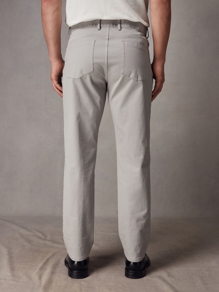 Grey Straight Fit Textured Smart Chinos with Stretch - Image 3 of 7