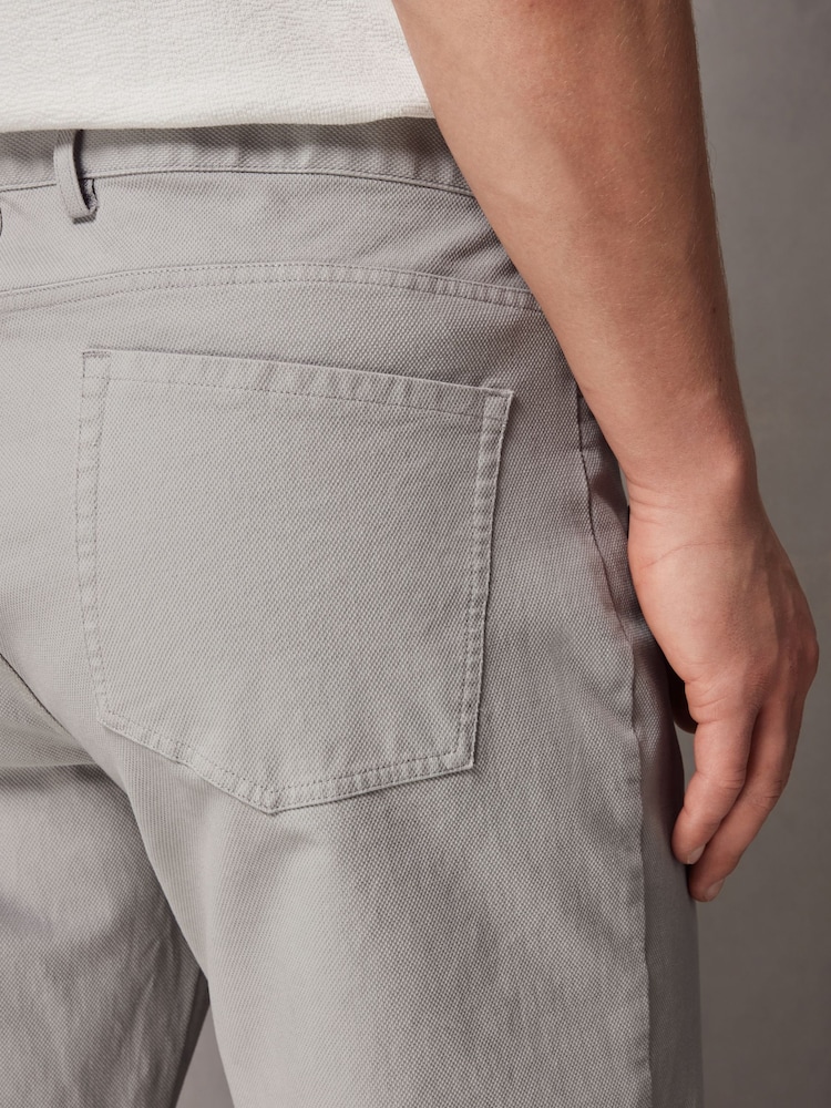 Grey Straight Fit Textured Smart Chinos with Stretch - Image 4 of 7