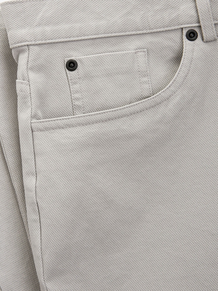 Grey Straight Fit Textured Smart Chinos with Stretch - Image 5 of 7