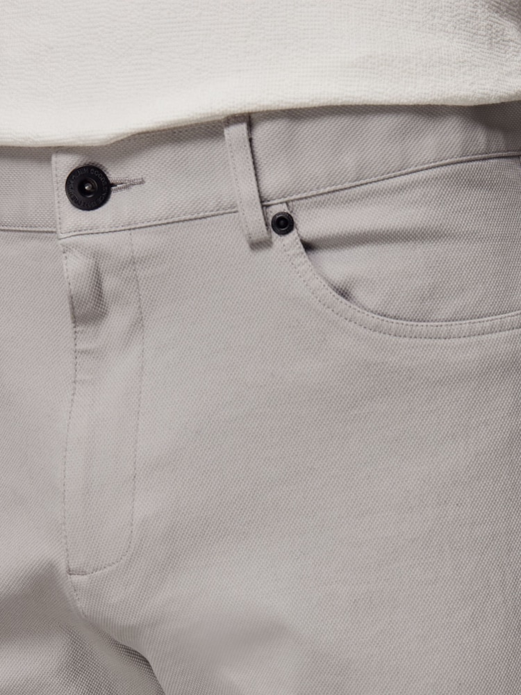 Grey Straight Fit Textured Smart Chinos with Stretch - Image 6 of 7