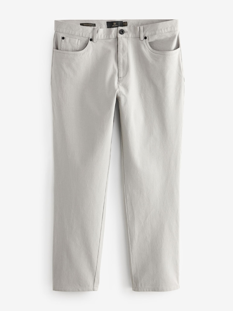 Grey Straight Fit Textured Smart Chinos with Stretch - Image 7 of 7