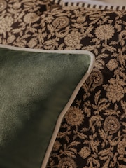 Dark Green 50 x 50cm Matte Velvet Contrast Pipe Cushion - Image 2 of 5