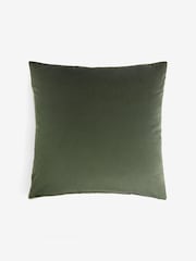 Dark Green 50 x 50cm Matte Velvet Contrast Pipe Cushion - Image 3 of 5