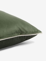 Dark Green 50 x 50cm Matte Velvet Contrast Pipe Cushion - Image 5 of 5