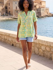 Roman Green Watercolour Print Embellished Top - Image 1 of 1