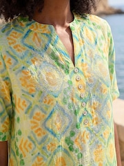 Roman Green Watercolour Print Embellished Top - Image 3 of 4