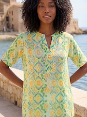 Roman Green Watercolour Print Embellished Top - Image 4 of 4