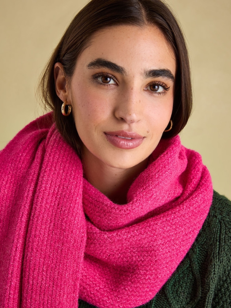Joules Caversham Bright Pink Knitted Scarf - Image 2 of 5 Joules Caversham Bright Pink Knitted Scarf - Image 2 of 5