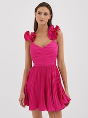 Amur Ruffle Strap Pleated Mini Dress - Image 1 of 5