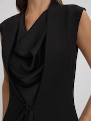 Halston Cowl Neck Wrap Midi Dress - Image 4 of 6