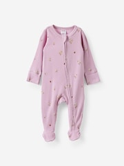 Cotton On Purple Pointelle Long Sleeve Zip Sleepsuit - Image 1 of 3
