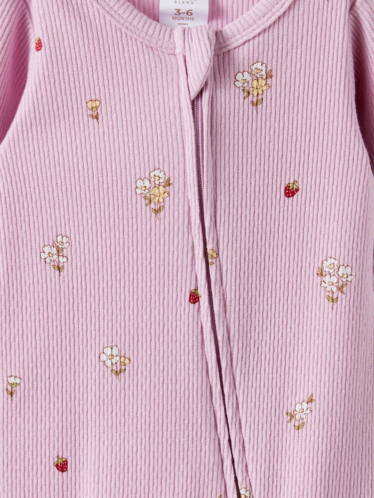 Cotton On Purple Pointelle Long Sleeve Zip Sleepsuit - Image 2 of 3