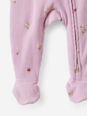 Cotton On Purple Pointelle Long Sleeve Zip Sleepsuit - Image 3 of 3
