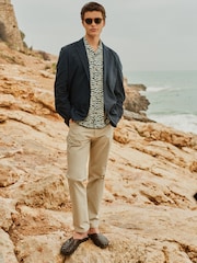 Ecru Straight Fit Textured Smart Chinos with Stretch - Image 2 of 9