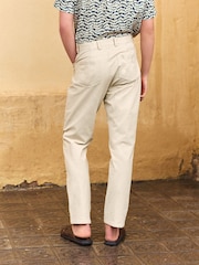 Ecru Straight Fit Textured Smart Chinos with Stretch - Image 3 of 9