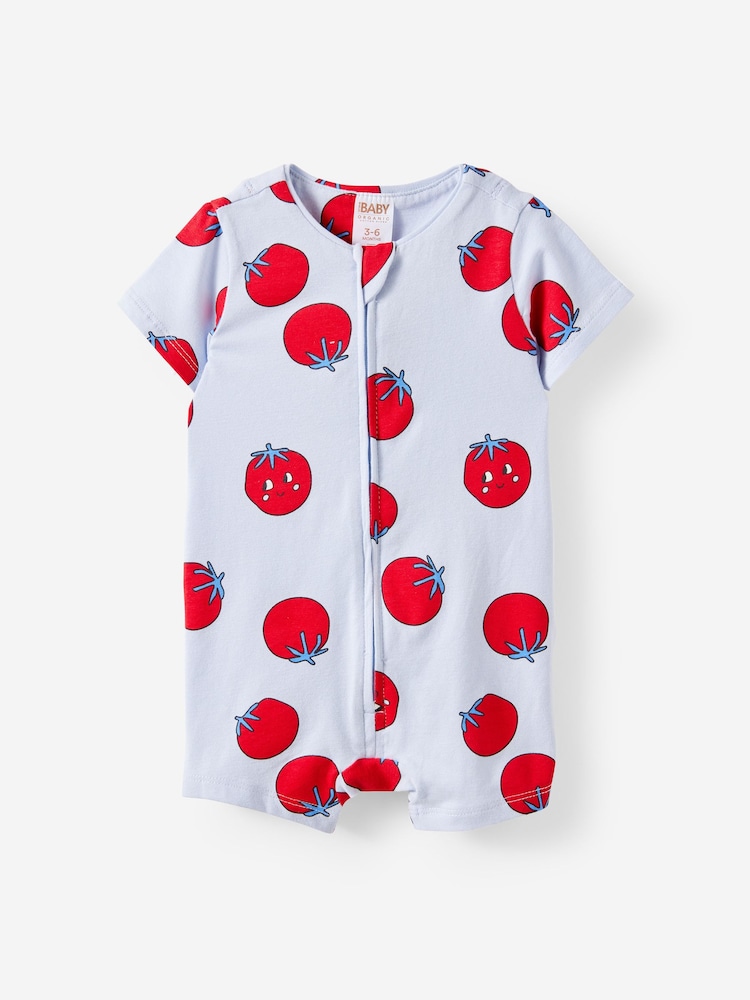 Cotton On Blue Short Sleeve Zip Romper - Image 1 of 3