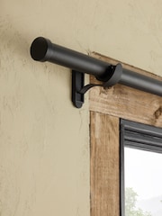 Black Klick Fit 38mm Stud Finial Extendable Curtain Pole Kit - Image 1 of 3