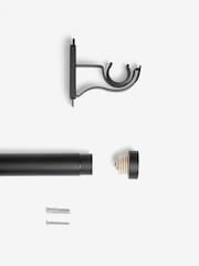Black Klick Fit 38mm Stud Finial Extendable Curtain Pole Kit - Image 5 of 5