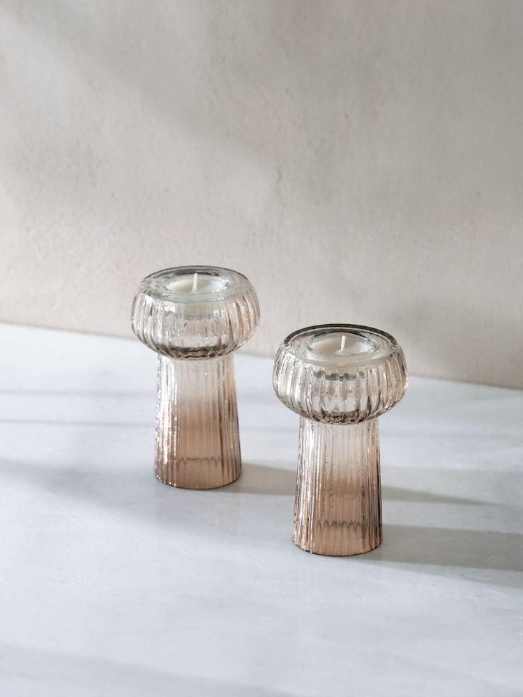 Lipsy Set of 2 Brown Tealight Candle Holders - Image 1 of 5