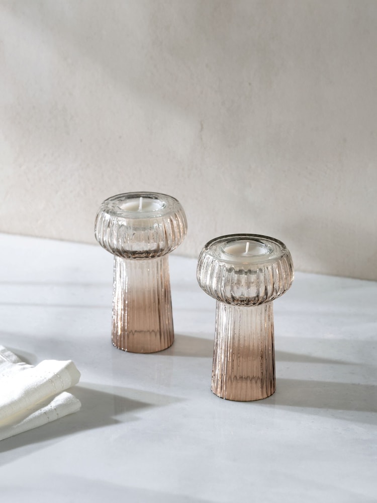 Lipsy Set of 2 Brown Tealight Candle Holders - Image 2 of 5
