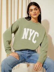Friends Like These Khaki Green Long Sleeve Crew Neck Sweatshirt - Image 1 of 4