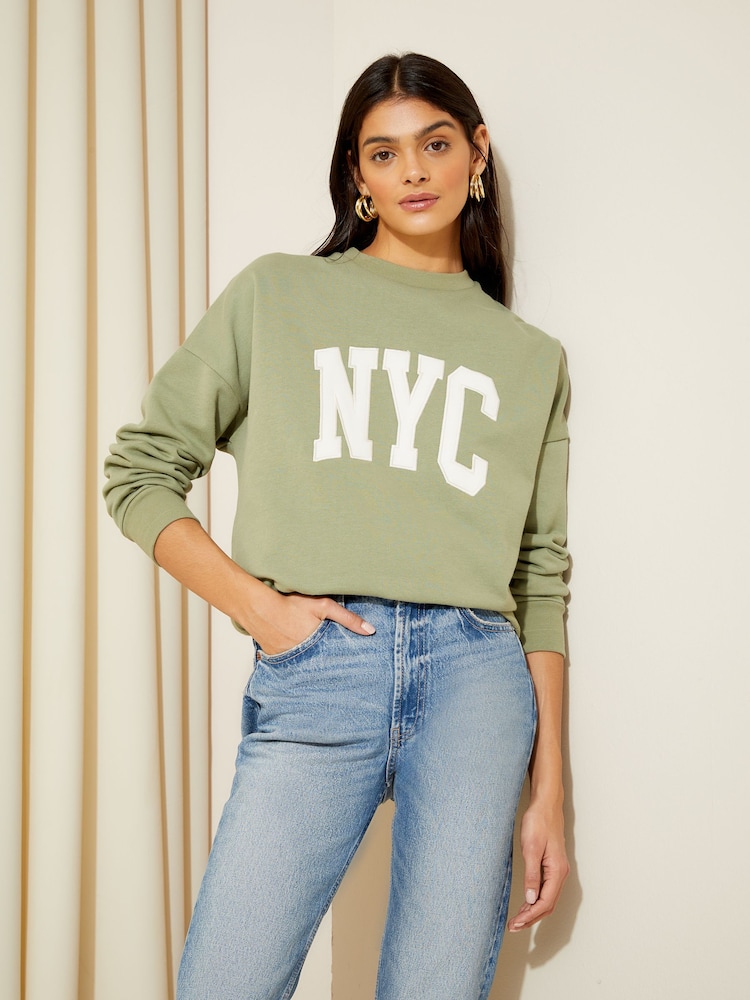 Friends Like These Khaki Green Long Sleeve Crew Neck Sweatshirt - Image 4 of 4
