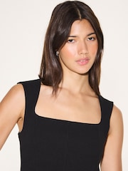 Black Sleeveless Square Neck Peplum Top - Image 4 of 7