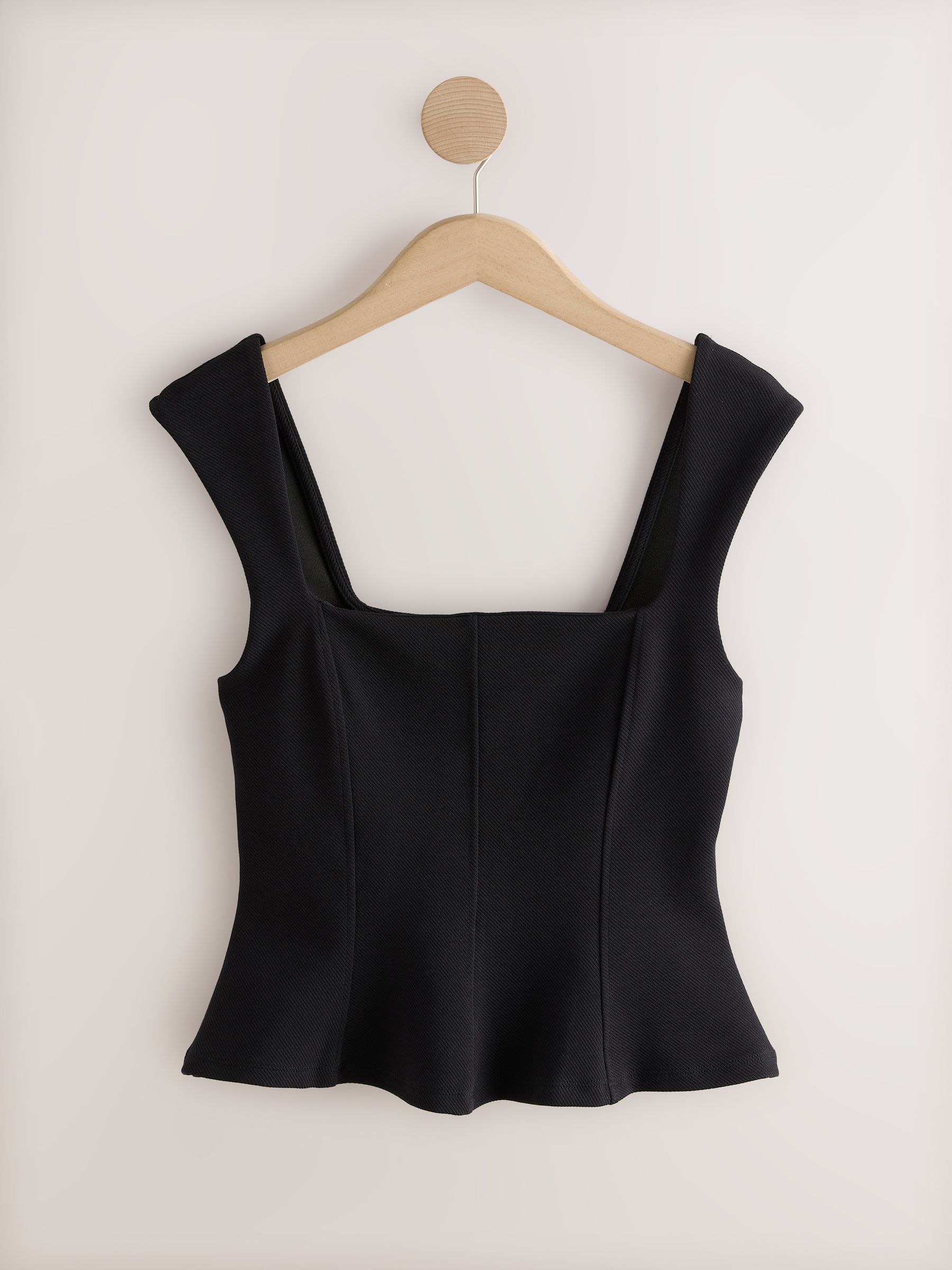 Buy Black Sleeveless Square Neck Peplum Top from Next USA