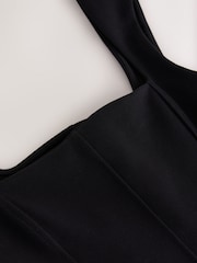 Black Sleeveless Square Neck Peplum Top - Image 6 of 7