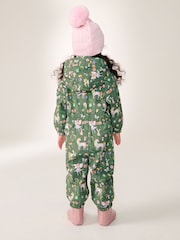 Khaki Unicorn Waterproof Fleece Zip Lined Hooded Puddlesuit (3mths-7yrs) - Image 3 of 8