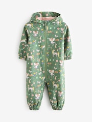 Khaki Unicorn Waterproof Fleece Zip Lined Hooded Puddlesuit (3mths-7yrs) - Image 5 of 8
