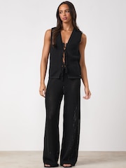 Gym King Black Crochet Tie Front Vest - Image 1 of 4