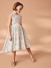 Blue Printed Cotton Prom Dress (3-12yrs) - Image 1 of 4