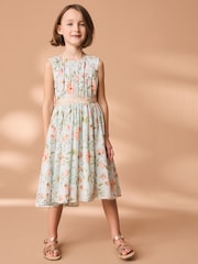 Blue Printed Cotton Prom Dress (3-12yrs) - Image 2 of 4