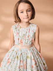 Blue Printed Cotton Prom Dress (3-12yrs) - Image 4 of 4