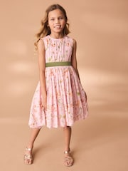 Pink Printed Cotton Prom Dress (3-12yrs) - Image 1 of 8