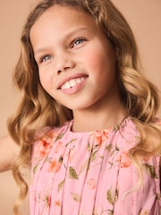Pink Printed Cotton Prom Dress (3-12yrs) - Image 4 of 8